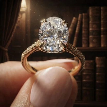 dht™⭐Oval Lab Grown Diamond Ring | Roman Column Vintage Band Design
