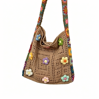Boho Hollow Knit Tote Bag