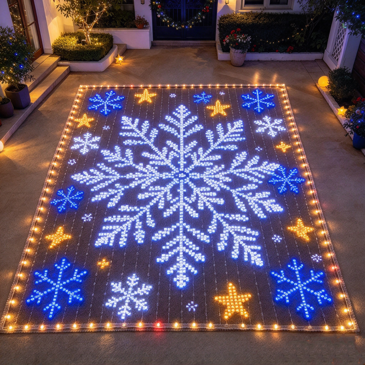 dht™⭐LED Dynamic Santa Claus Pattern Area Rug Light🎅Make The Floor More Atmospheric