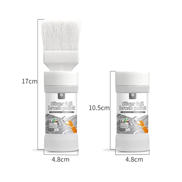 🎨 Water-Based Metallic Silver Paint with Built-in Brush
