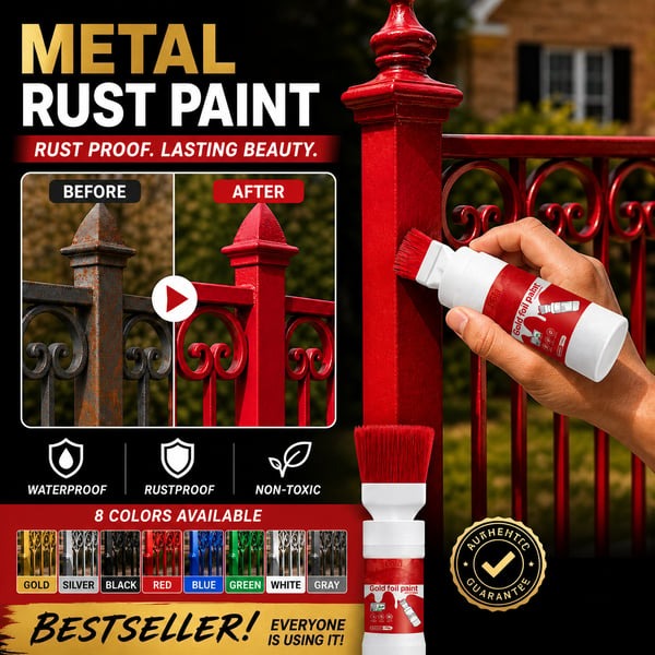 🎨 Water-Based Metallic Silver Paint with Built-in Brush
