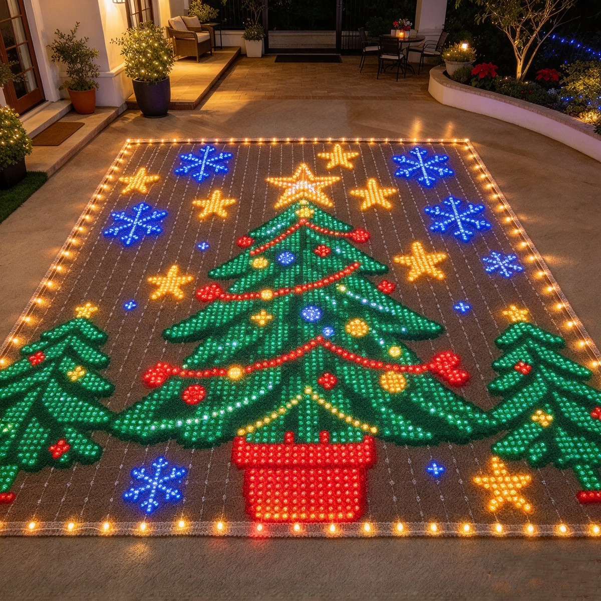 dht™⭐LED Dynamic Santa Claus Pattern Area Rug Light🎅Make The Floor More Atmospheric