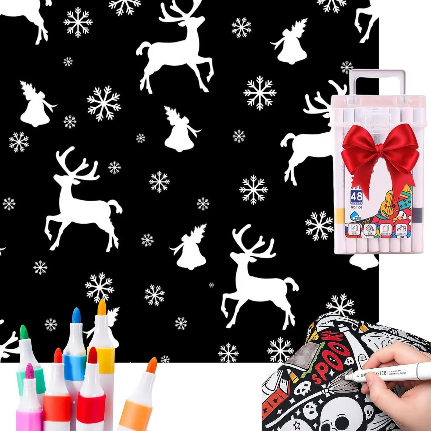 👻Halloween DIY Coloring Blanket with Free 24 Markers🎁Perfect Gift For Family & Friends