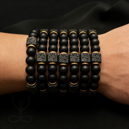 Black Agate and Lava Stone Bracelet