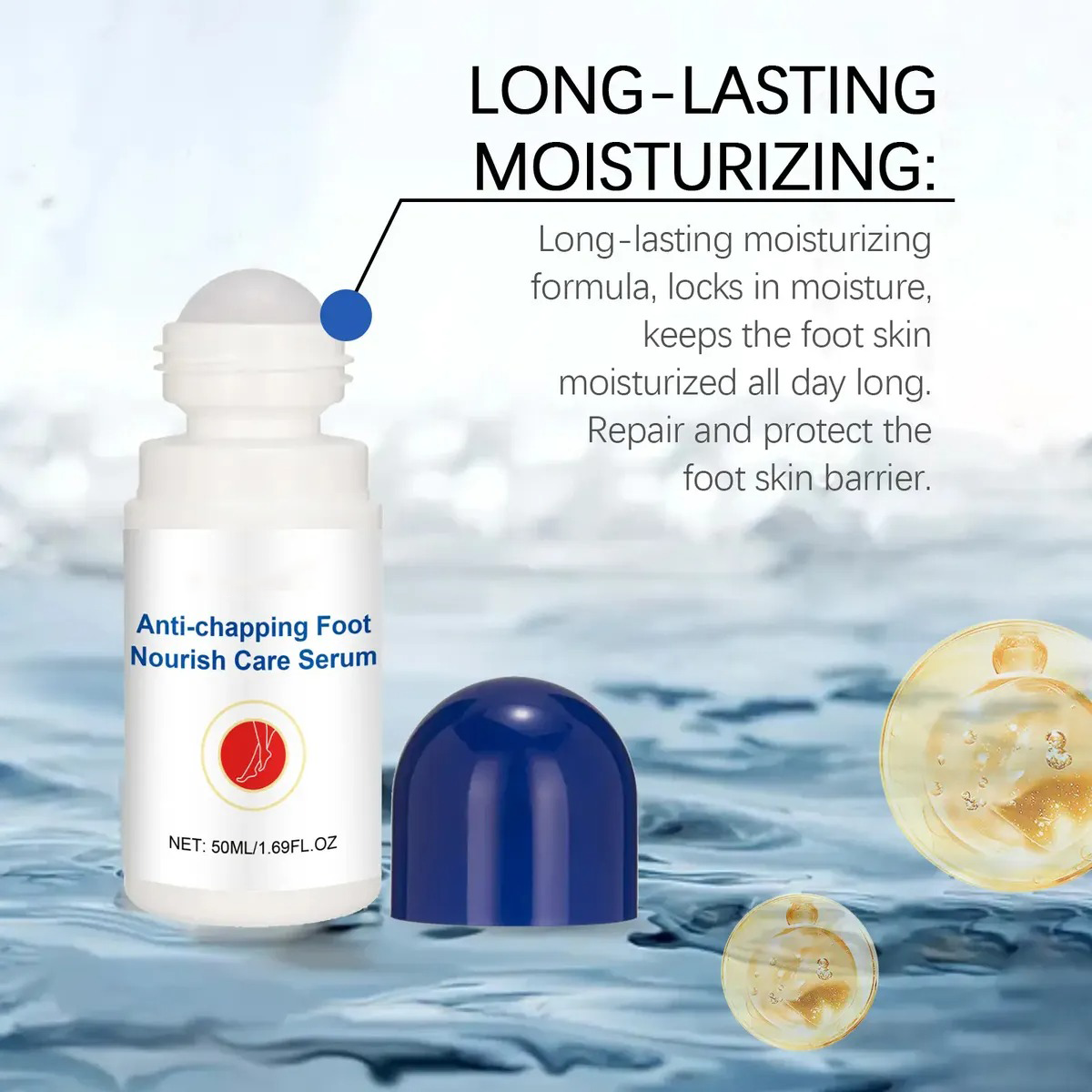 Anti-Crack Dry Foot Repair Roller, Refreshing Non-Greasy Moisturizing Foot Care