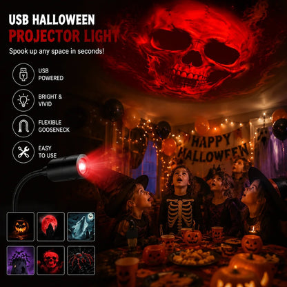🎄🌟 Plug-&-Play HD Halloween Projector – 6 or 10 Festive Scenes