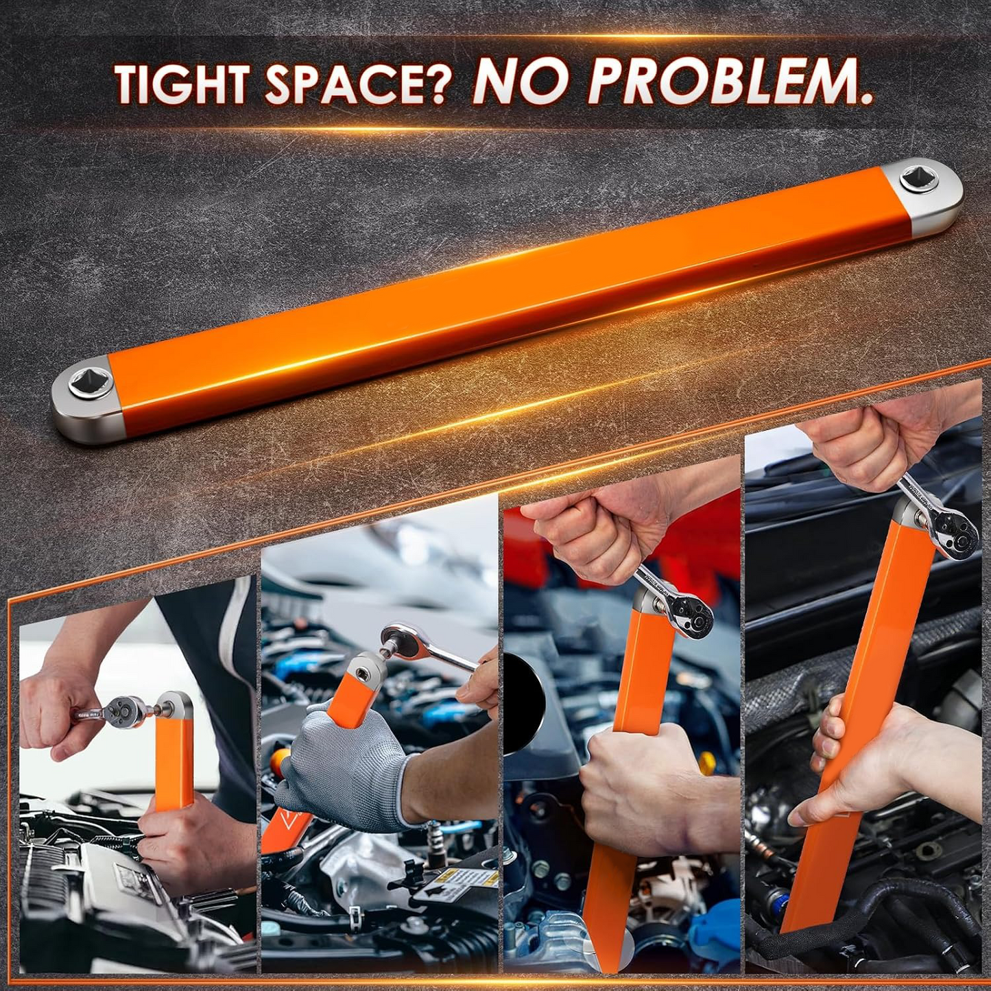 🔧Offset Extension Wrench with 4 Adapters