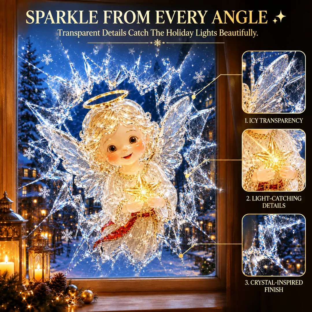 ✨🎄Crystal Christmas Break-In Window Decal — 3D Shattered-Glass Holiday Window Decoration