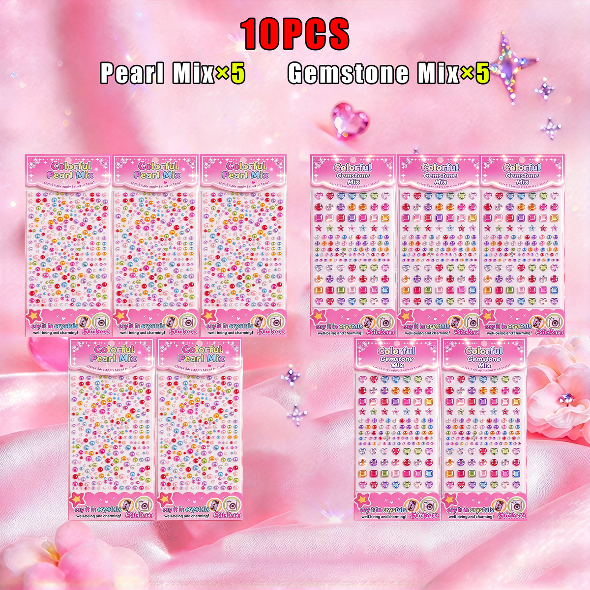 dht™⭐Colored Diamond and Pearl Sticker Set
