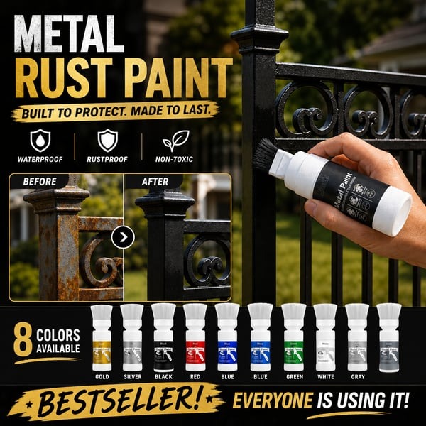 🎨 Water-Based Metallic Silver Paint with Built-in Brush