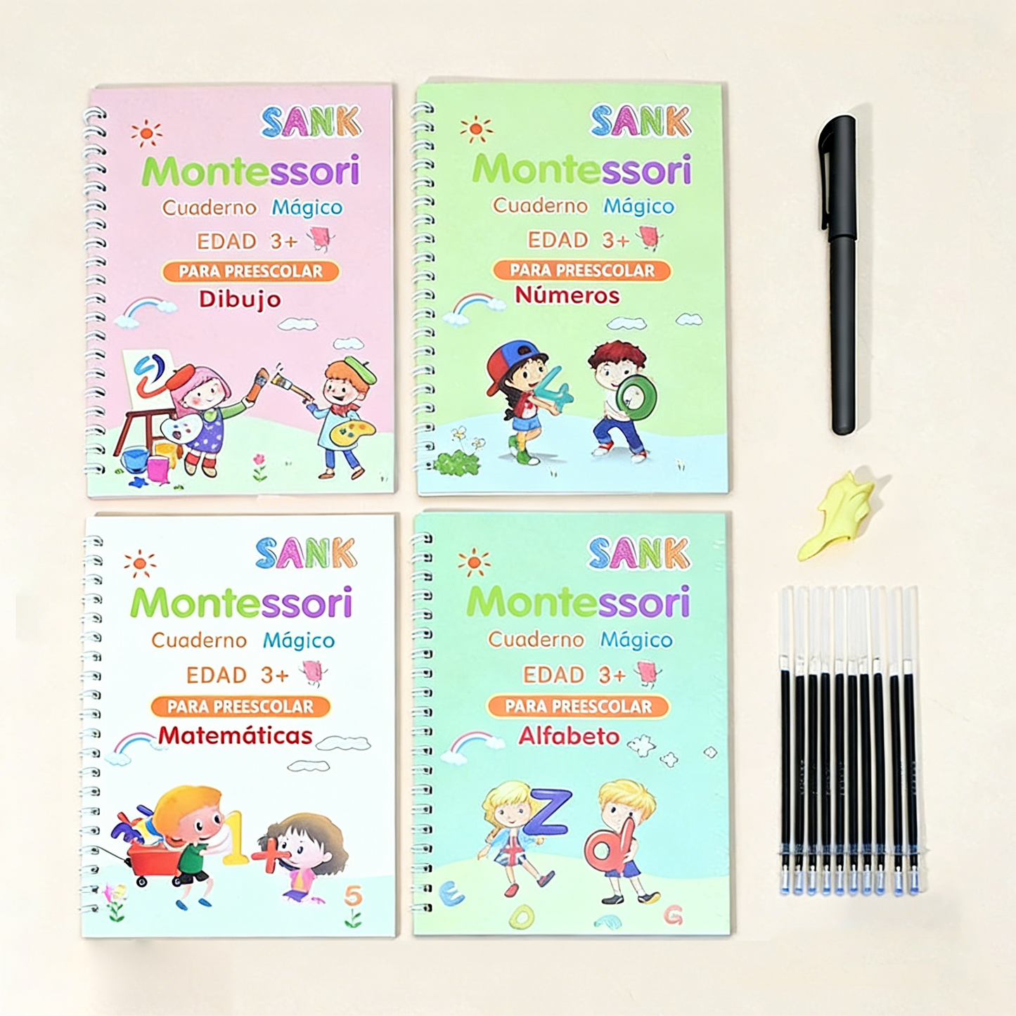 4-Pack Montessori Spanish Copybook Set