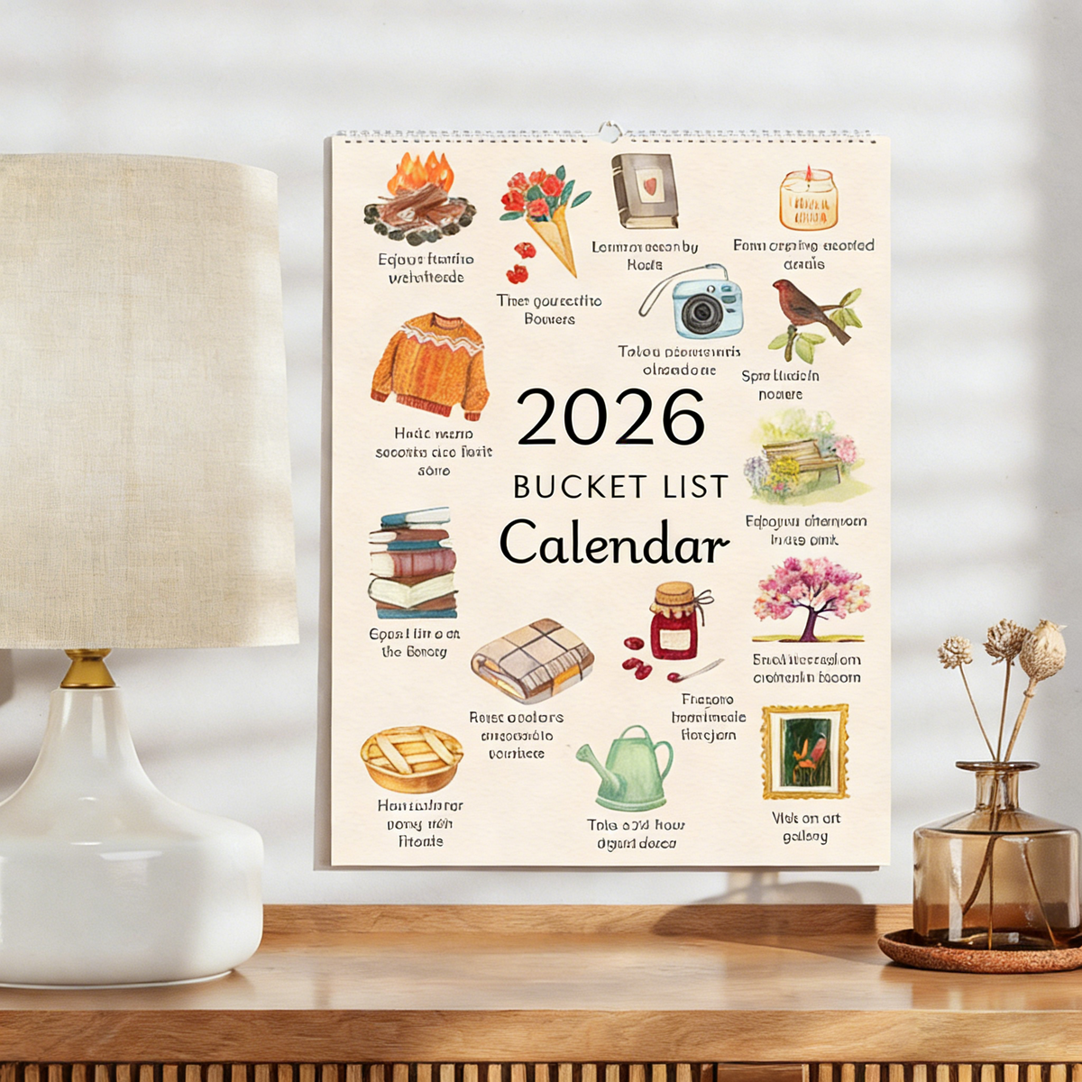 2026 Bucket List Wall Calendar