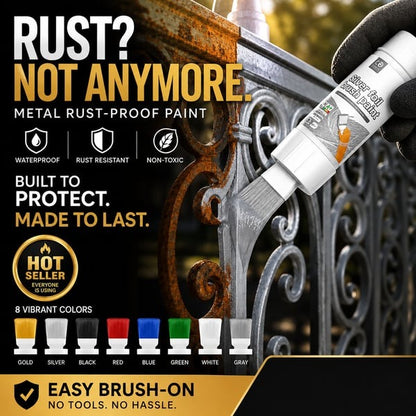 🎨 Water-Based Metallic Silver Paint with Built-in Brush