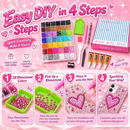 dht™⭐Glitter Rhinestone Bedazzling Kit – 28-Color Resin Rhinestones for DIY Crafting
