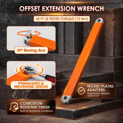 🔧Offset Extension Wrench with 4 Adapters