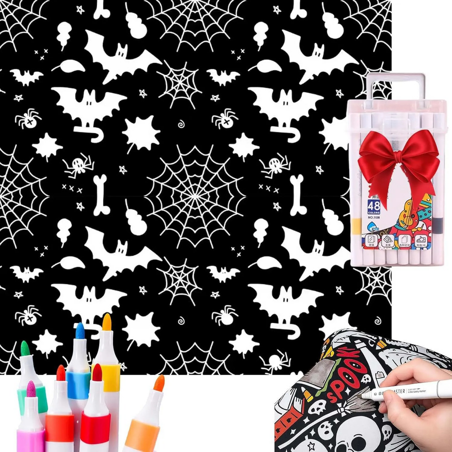 👻Halloween DIY Coloring Blanket with Free 24 Markers🎁Perfect Gift For Family & Friends