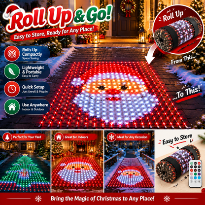dht™⭐LED Dynamic Santa Claus Pattern Area Rug Light🎅Make The Floor More Atmospheric