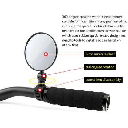🚲Rotatable Round Bicycle Handlebar Rear View Glass Bike Mirror（Buy 1 Get 1 Free）