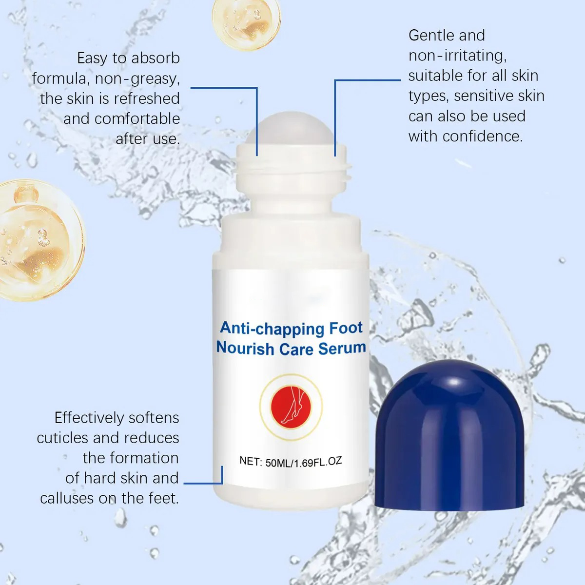 Anti-Crack Dry Foot Repair Roller, Refreshing Non-Greasy Moisturizing Foot Care