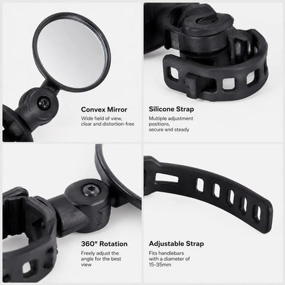 🚲Rotatable Round Bicycle Handlebar Rear View Glass Bike Mirror（Buy 1 Get 1 Free）