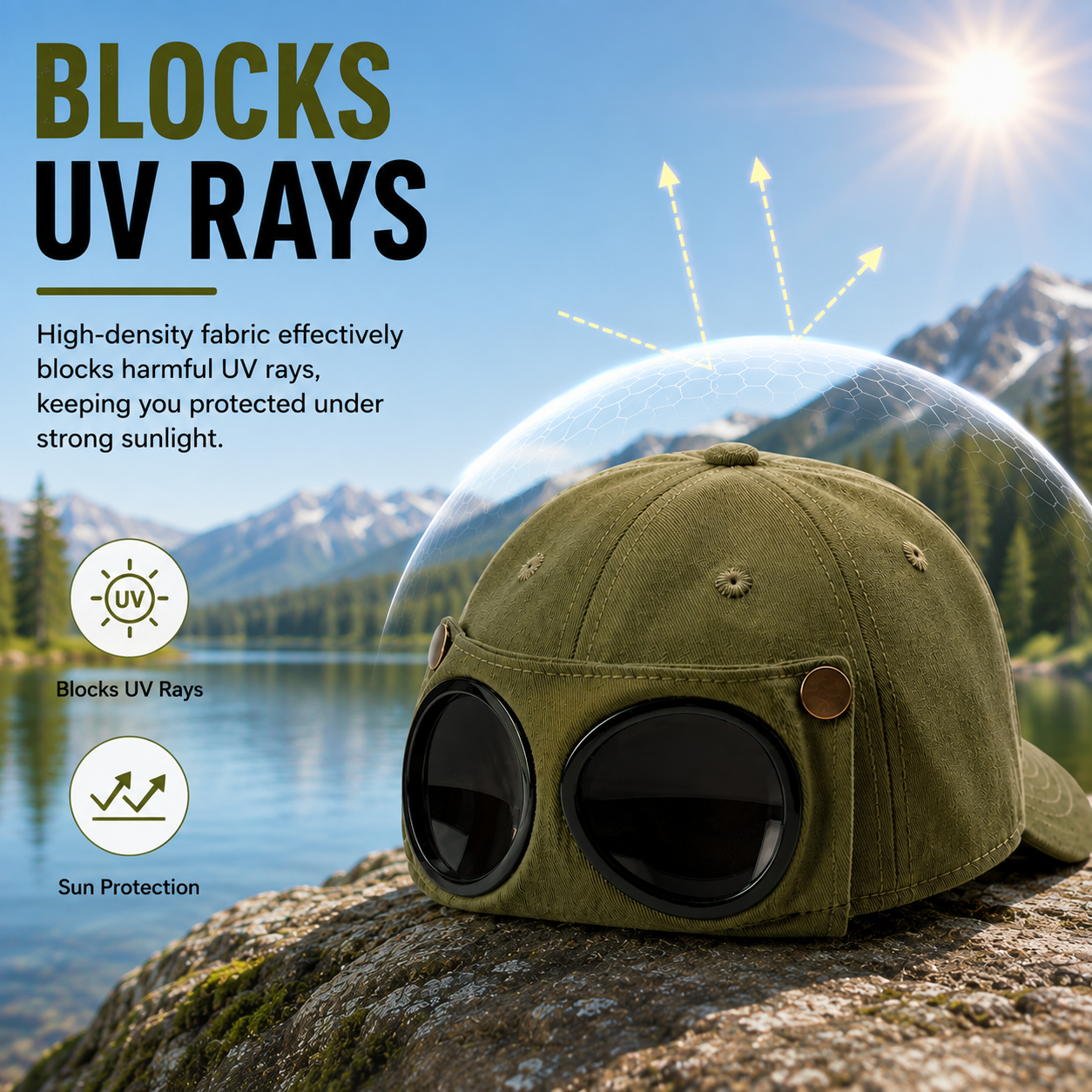 🧢 Aviator Baseball Cap With Sunglasses