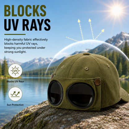 🧢 Aviator Baseball Cap With Sunglasses