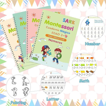 4-Pack Montessori Spanish Copybook Set