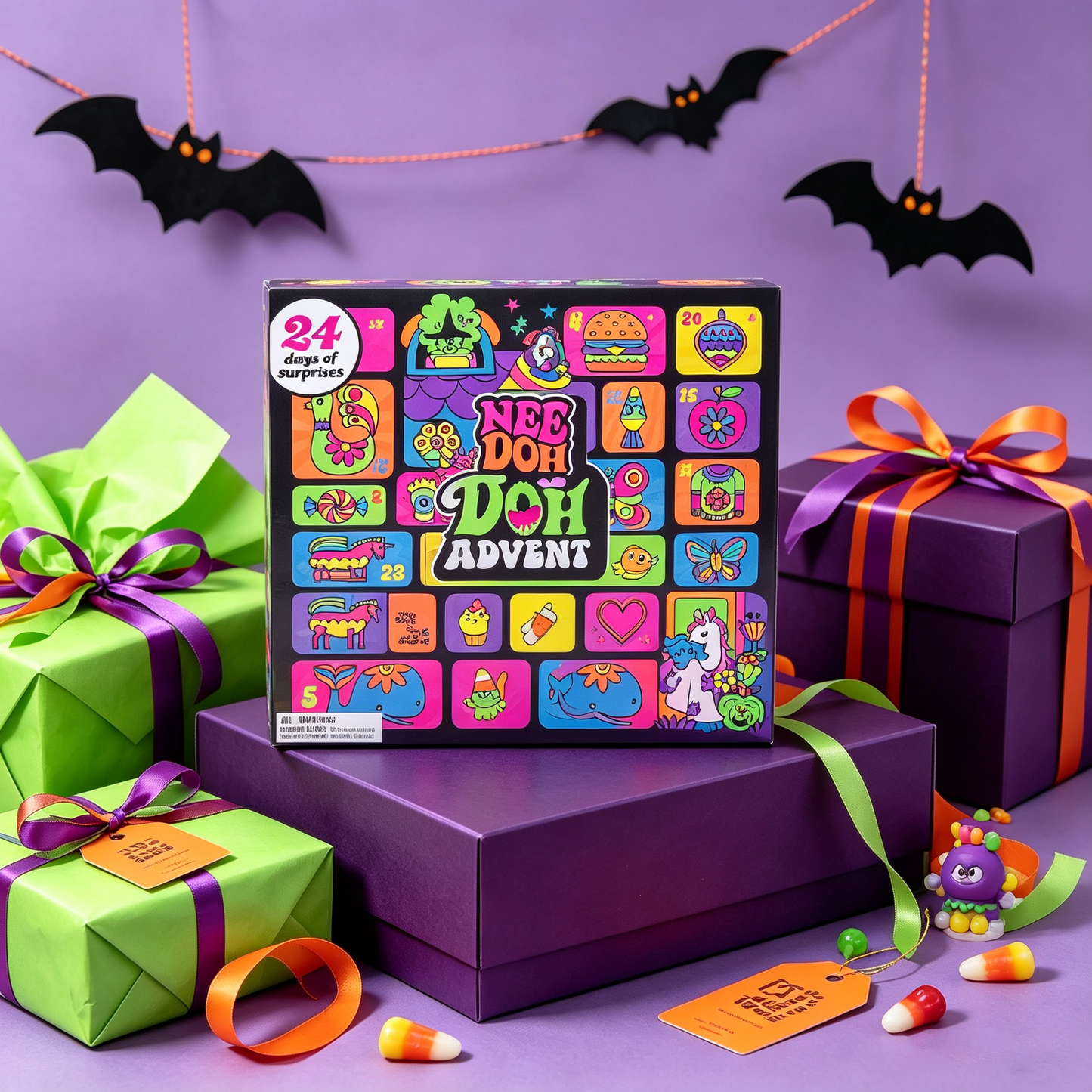 Nee Doh Halloween Set of 13 Funky Frights Squish OWeen Countdown Needoh NEW 2026
