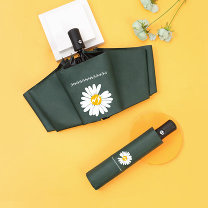 Mini Folding Daisy Sun Umbrella, Ultra-Light 8 Ribs UV Protection Parasol