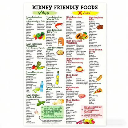 🔥🔥Kidney Health Poster: Low-Potassium Diet & Grocery Guide