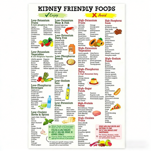 🔥🔥Kidney Health Poster: Low-Potassium Diet & Grocery Guide