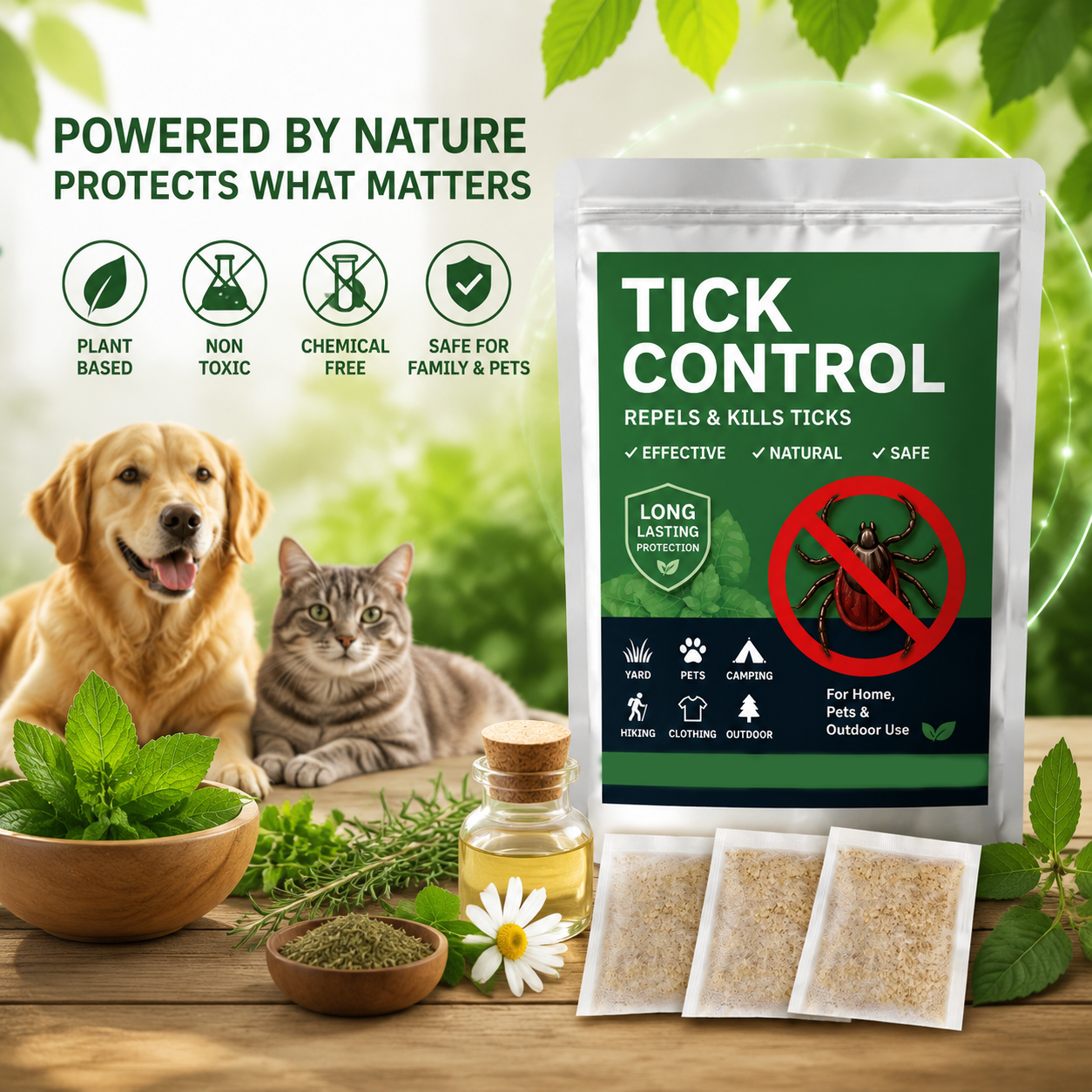 Natural Tick Control Repellent & Killer Sachets