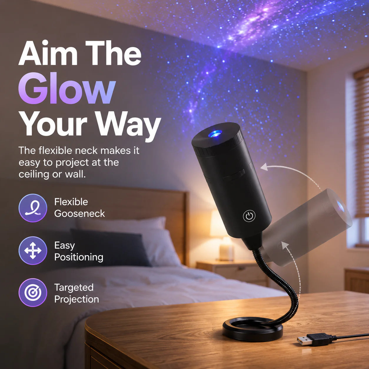 Immersive HD Star Projector – Plug-and-Play Cosmic Night Light