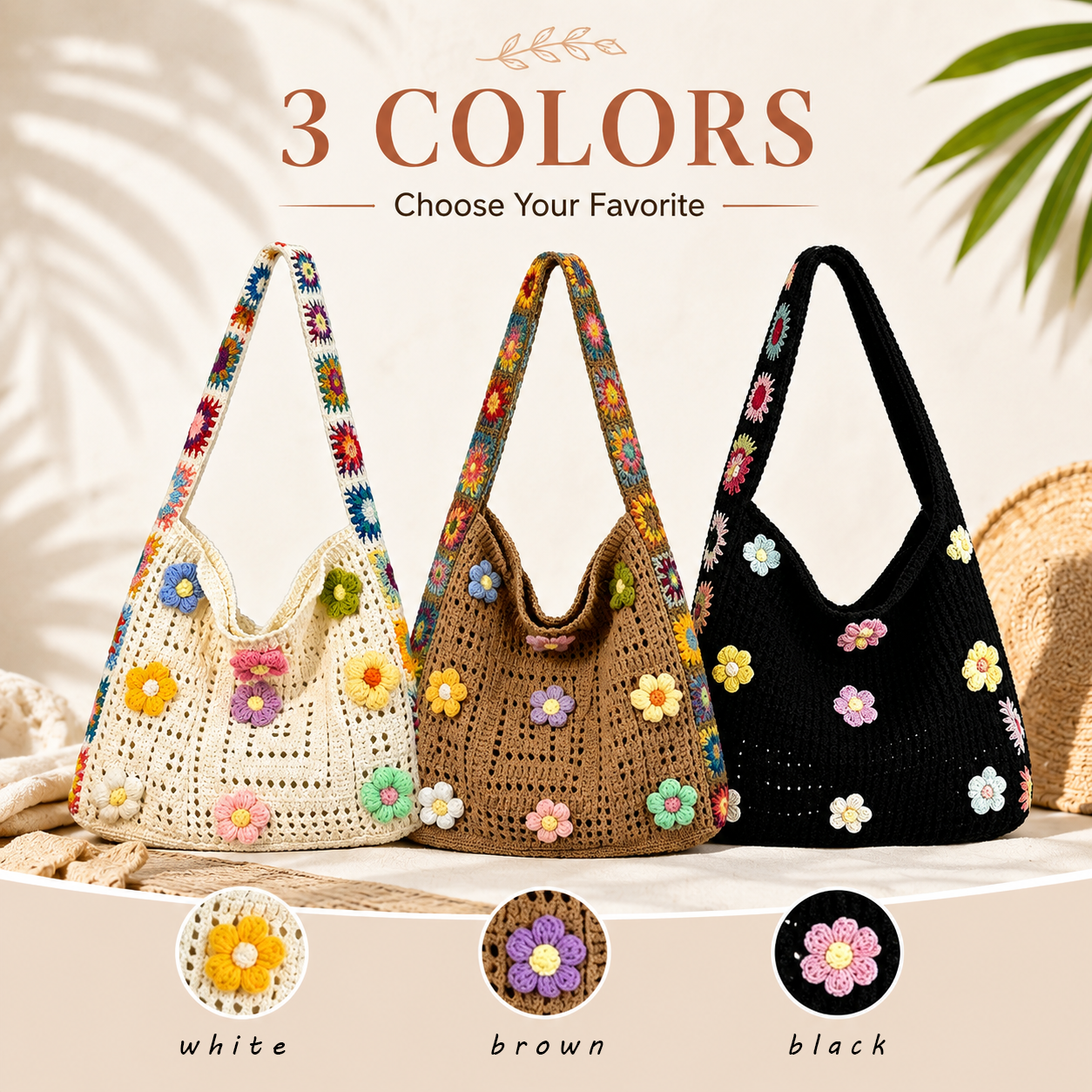 Boho Hollow Knit Tote Bag