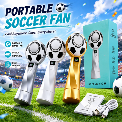2026 World Soccer USB Rechargeable Football Handheld Fan 