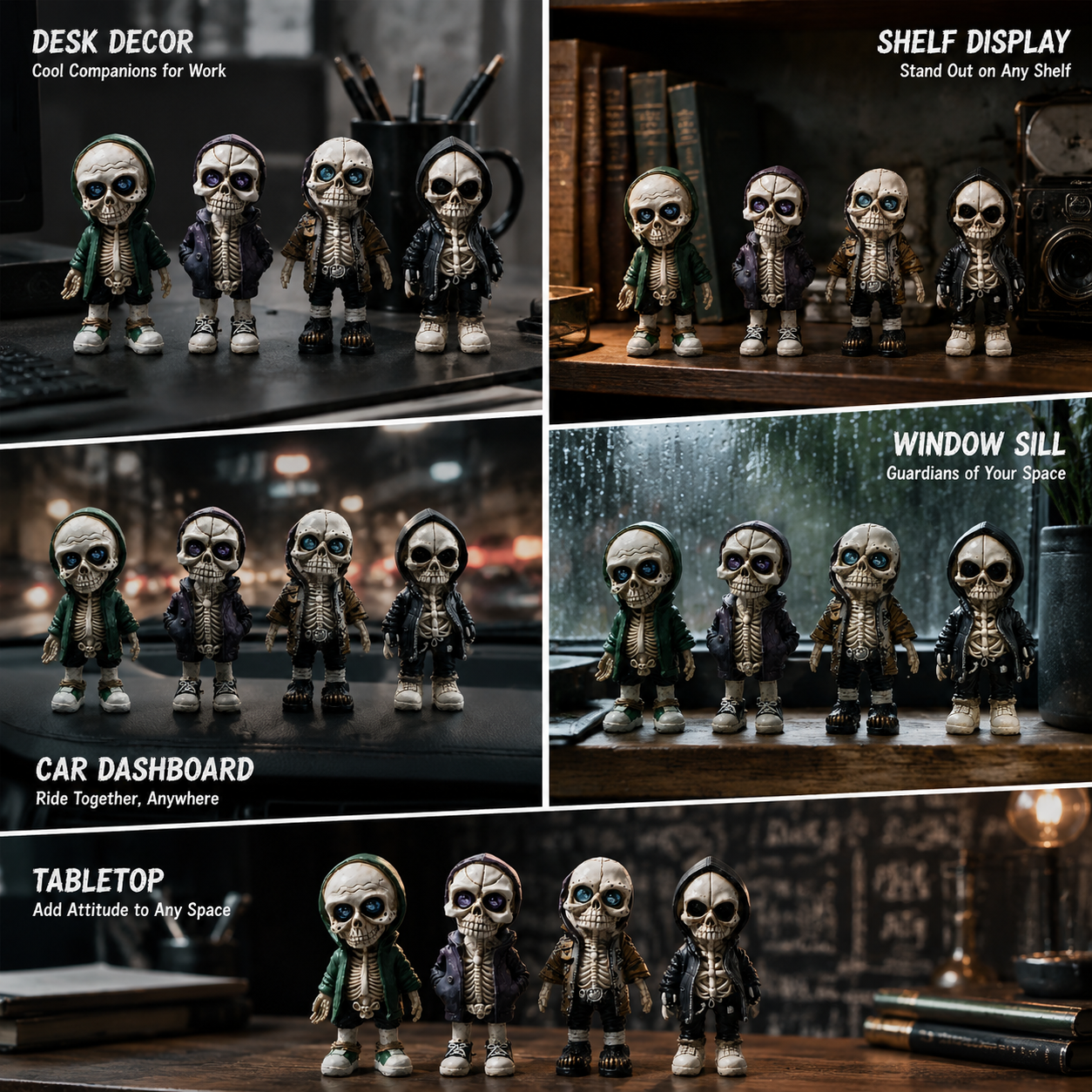 Gothic Punk Streetwear Skull Statue for Home Desk Party Halloween Decor