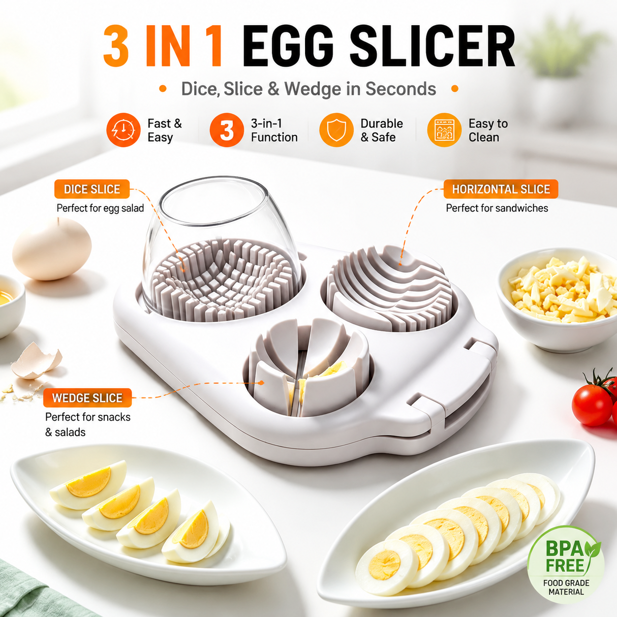 🥚3-in-1 Egg Cutter Tool — Perfect for Quick Kitchen Prep