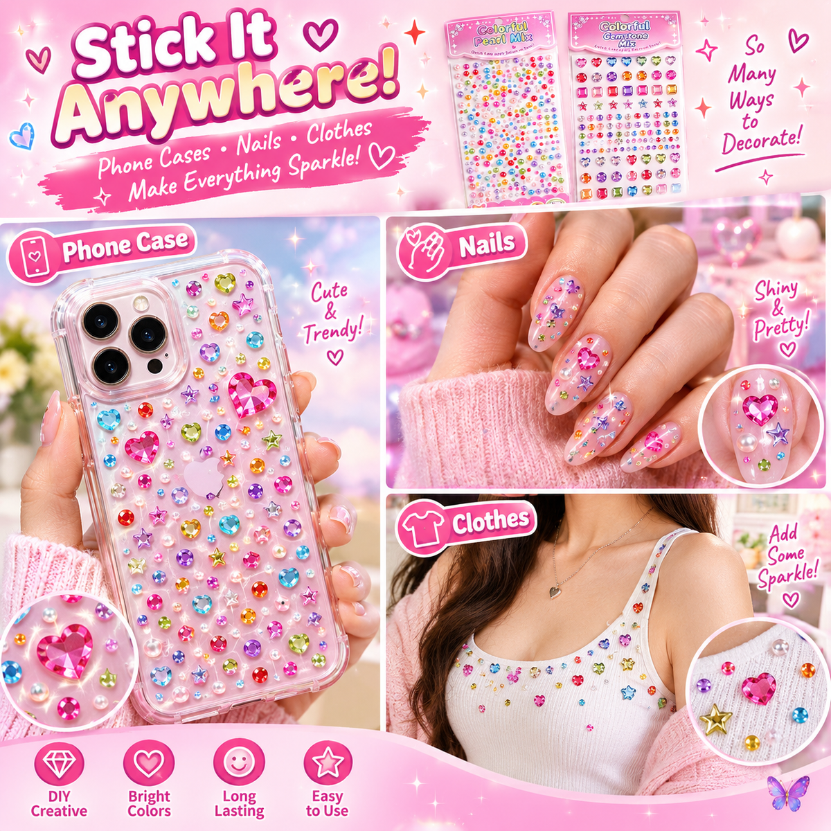 dht™⭐Colored Diamond and Pearl Sticker Set