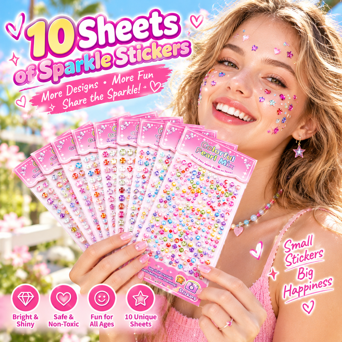 dht™⭐Colored Diamond and Pearl Sticker Set
