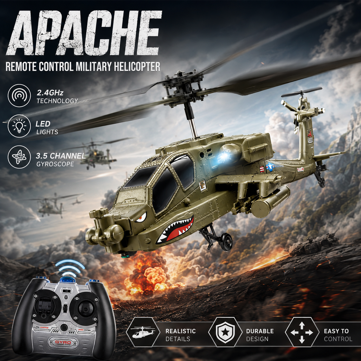 🚁High Sales 2026 Apache AH-64 remote-controlled helicopter