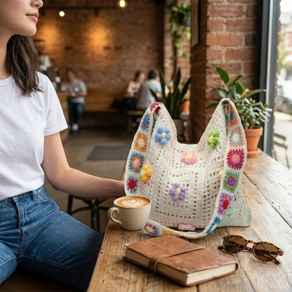 Boho Hollow Knit Tote Bag