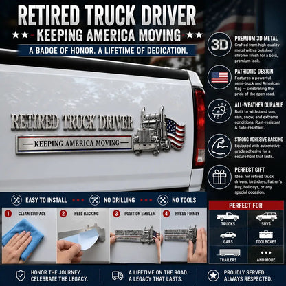 🔥Independence Day Sale🚚 Retired Truck Driver Car Emblem Badge