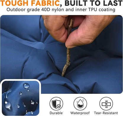 Ultralight Inflatable Sleeping Pad for Camping with Pillow Built-in Foot Pump