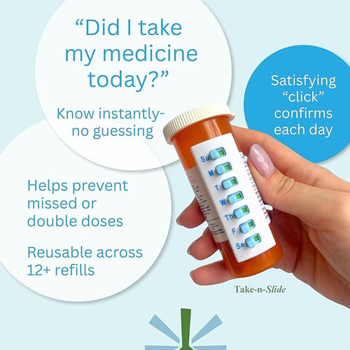 Take‑n‑Slide Medication Tracker Reusable for 12 + Refills