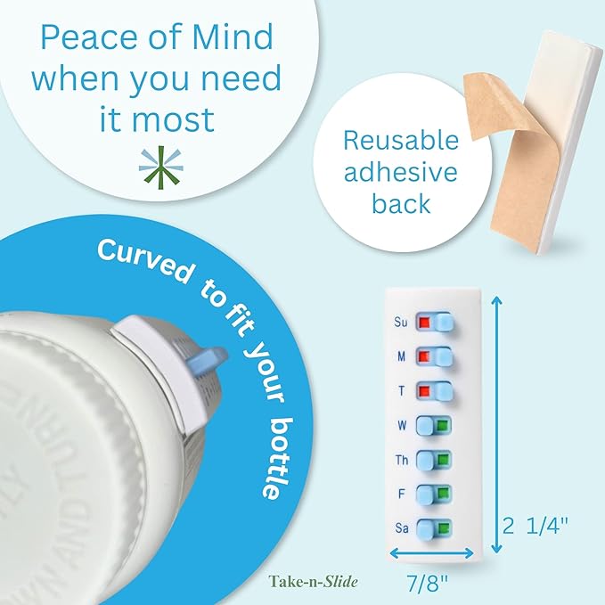 Take‑n‑Slide Medication Tracker Reusable for 12 + Refills