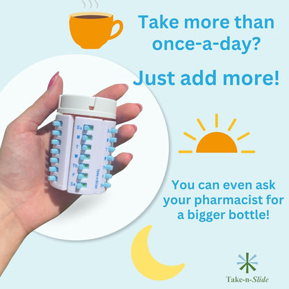 Take‑n‑Slide Medication Tracker Reusable for 12 + Refills