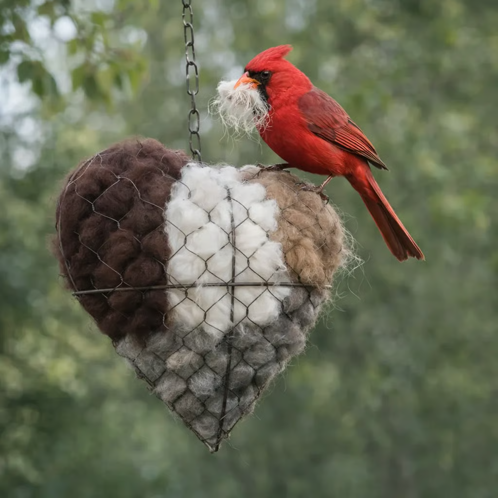 Handcrafted Bird Nest Heart Made from Alpaca Fibers