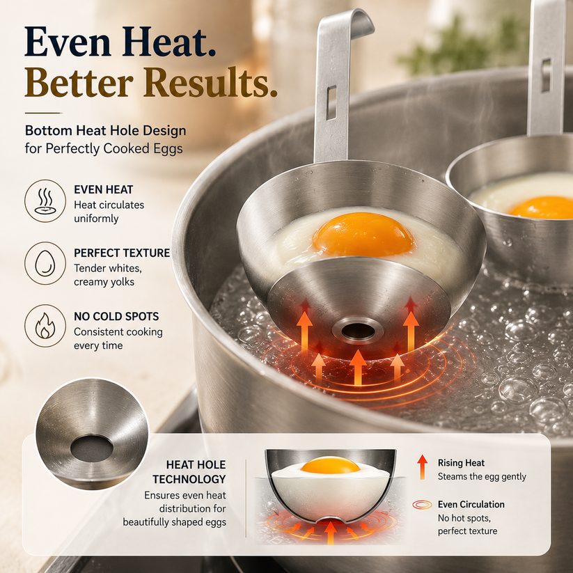 🍳 Stainless Steel Egg Poacher Cup – Hanging Pan Egg Cooker for Perfect Round Eggs