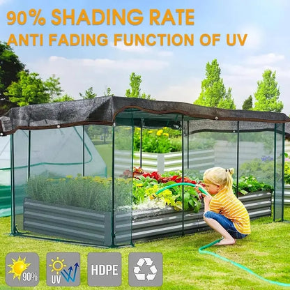 ⛅ Black 90% Blackout Fabric, UV Protection Shade Net with Reinforced Rivets