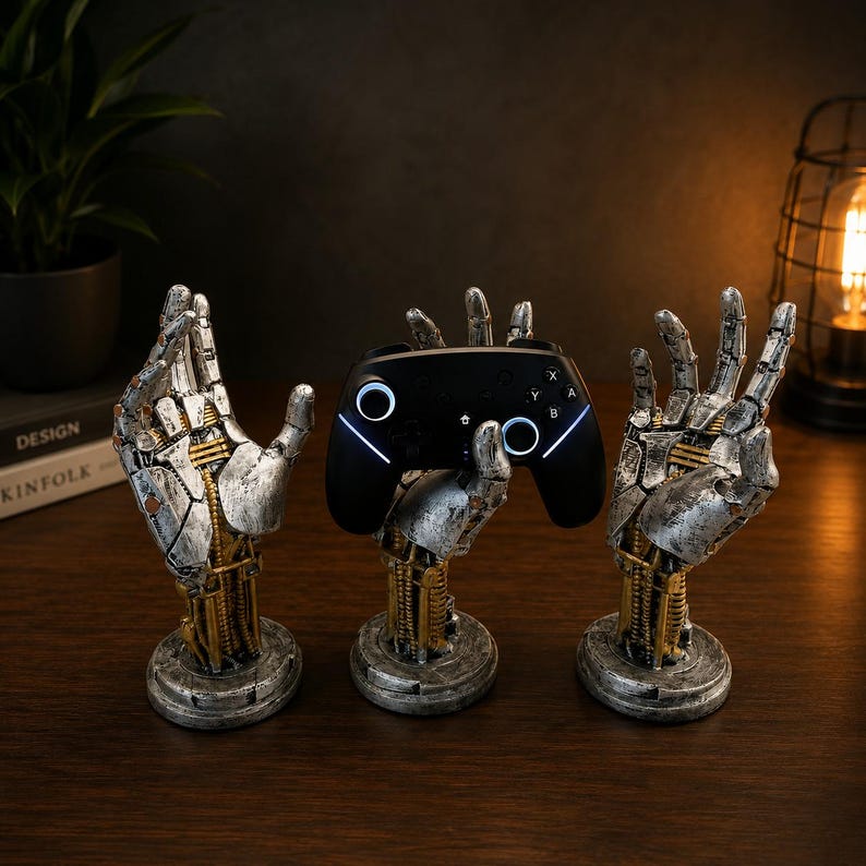 Cyberpunk Gaming Robot Hand  Controller Holder